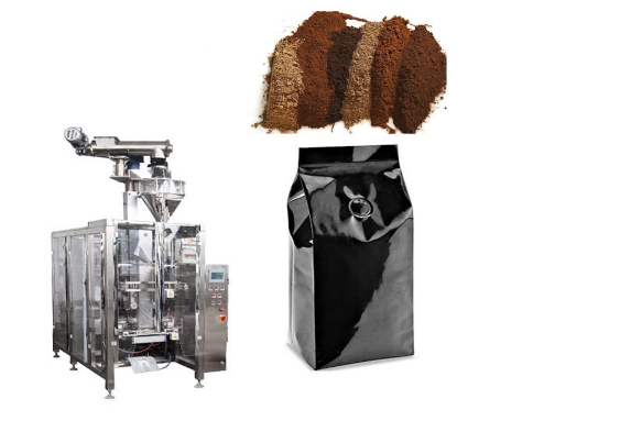 ماكينة تعبئة عمودية أوتوماتيكية بأكياس رباعية مع صمام تفريغ لمسحوق القهوة 250 جرام